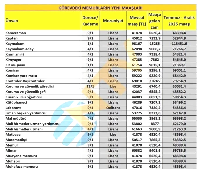 Memur maaş zammı son dakika 2025 hesaplaması: Öğretmen, doktor, polis, hemşire, mühendis, zabıta, bekçi maaşları ne kadar oldu? - 10