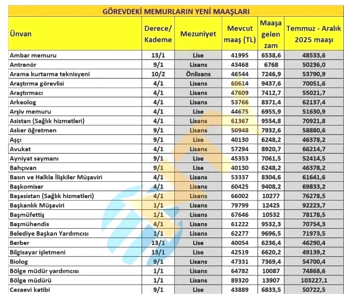 Memur maaş zammı son dakika 2025 hesaplaması: Öğretmen, doktor, polis, hemşire, mühendis, zabıta, bekçi maaşları ne kadar oldu? - 6