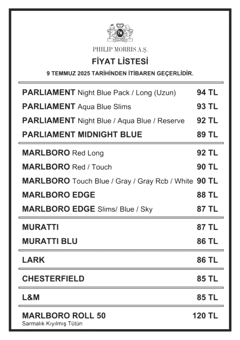 sigara fiyatları 9 temmuz-1